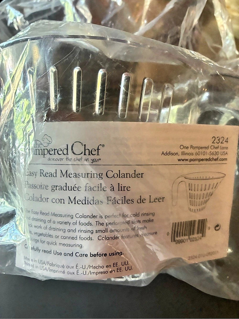 1 NEW IN PACKAGE, Easy Read Measuring Colander with slots. Item 2324.